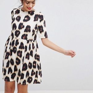 ASOS Animal Print Smock Dress Short Sleeves Sz 6